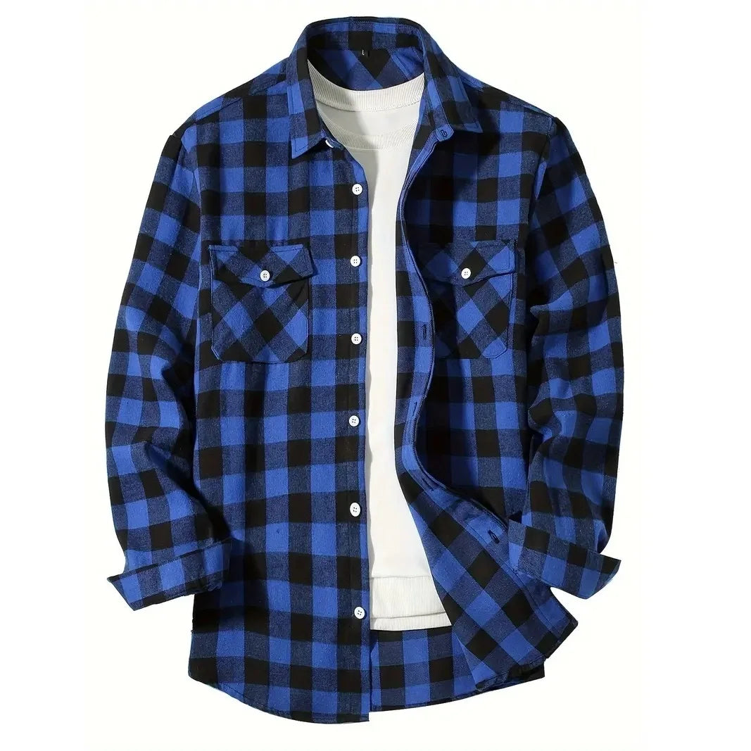 Button-Up Classic Plaid Men's Shirts