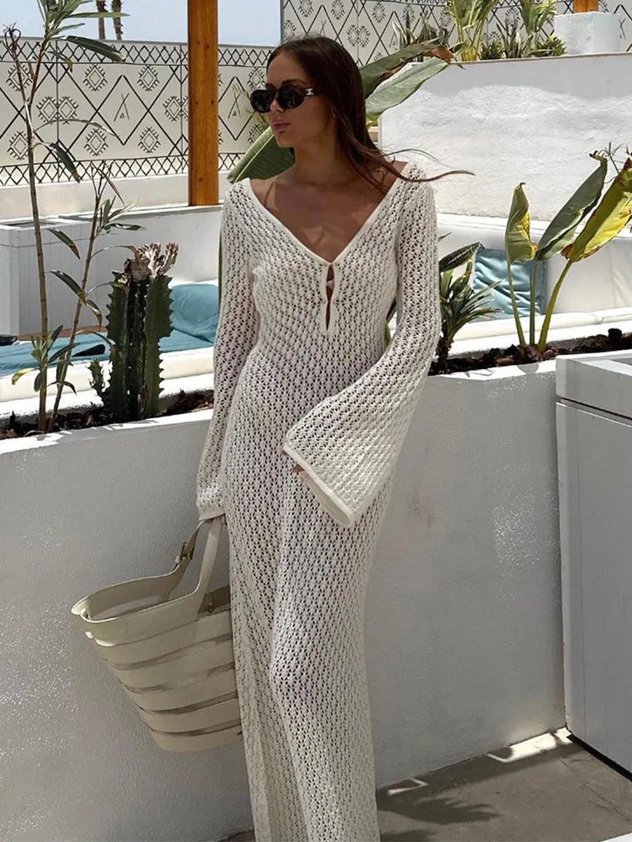 Long Sleeve Beach Cover-Up Dress