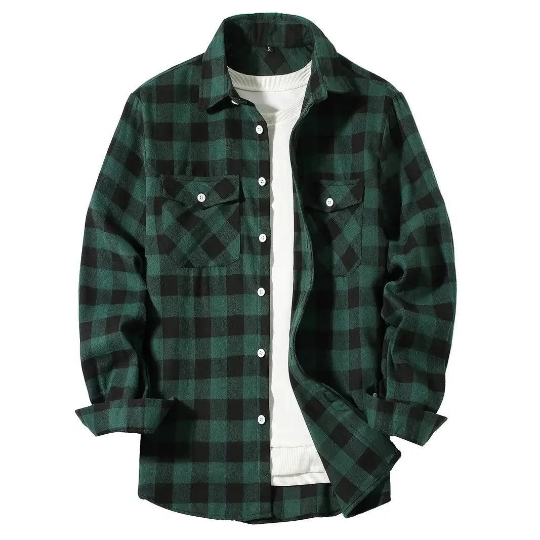 Button-Up Classic Plaid Men's Shirts